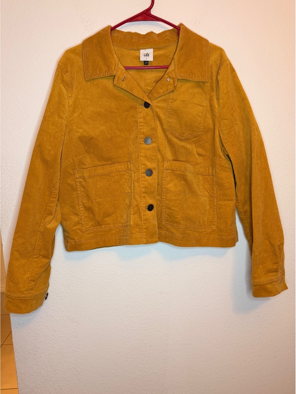 Cabi Yellow Corduroy Button-Up Jacket Cottagecore 90s Chic Size Large